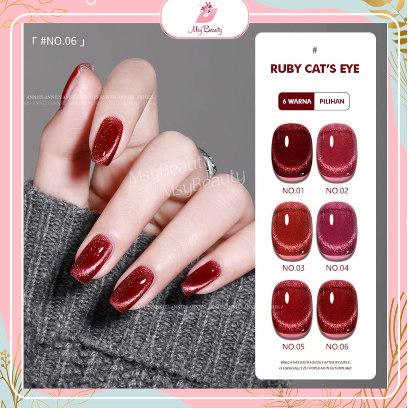 MSY KUTEK GEL RUBY RED CAT EYE/NAIL GEL POLISH UV LED 10ML/SOAK OFF/CAT EYE NAIL ART