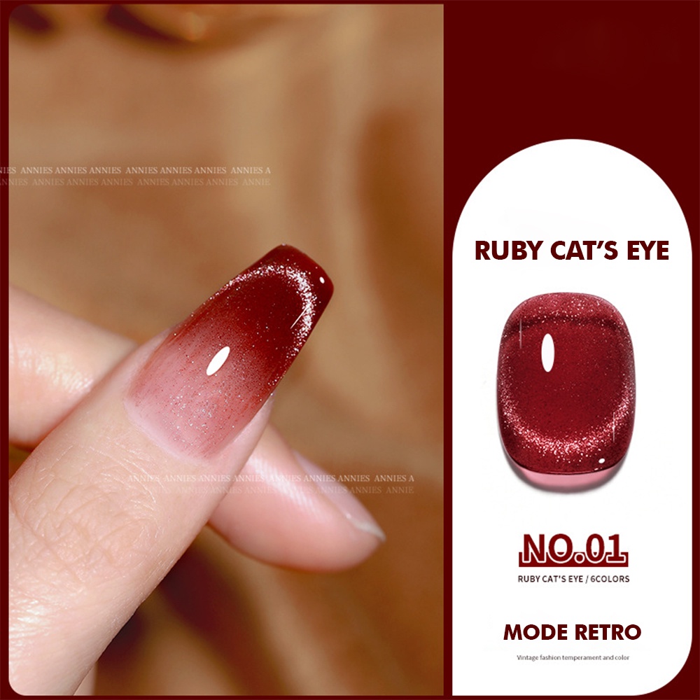 MSY KUTEK GEL RUBY RED CAT EYE/NAIL GEL POLISH UV LED 10ML/SOAK OFF/CAT EYE NAIL ART