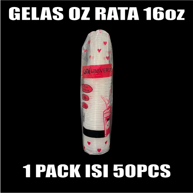 Gelas oz Rata 16oz Bening Cup Plastik Datar Per Pack Murah