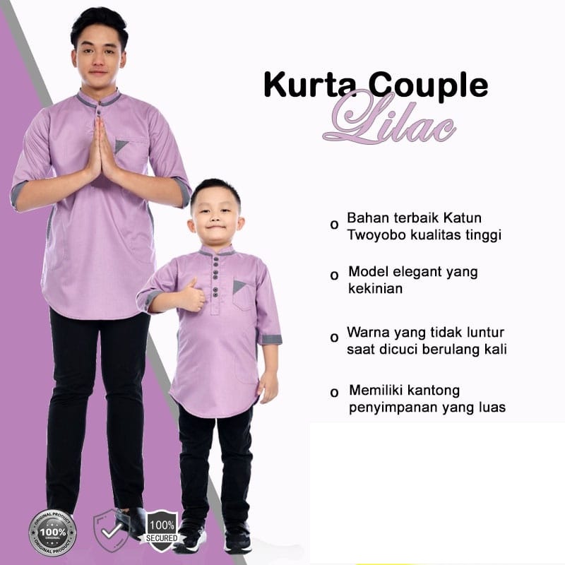 Kemeja Muslim Qurta Pakistan Couple Ayah Anak Toyobo Premium