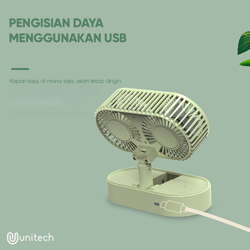 Kipas Angin Portable Mini Lipat Unitech - Kipas Meja Double Fan