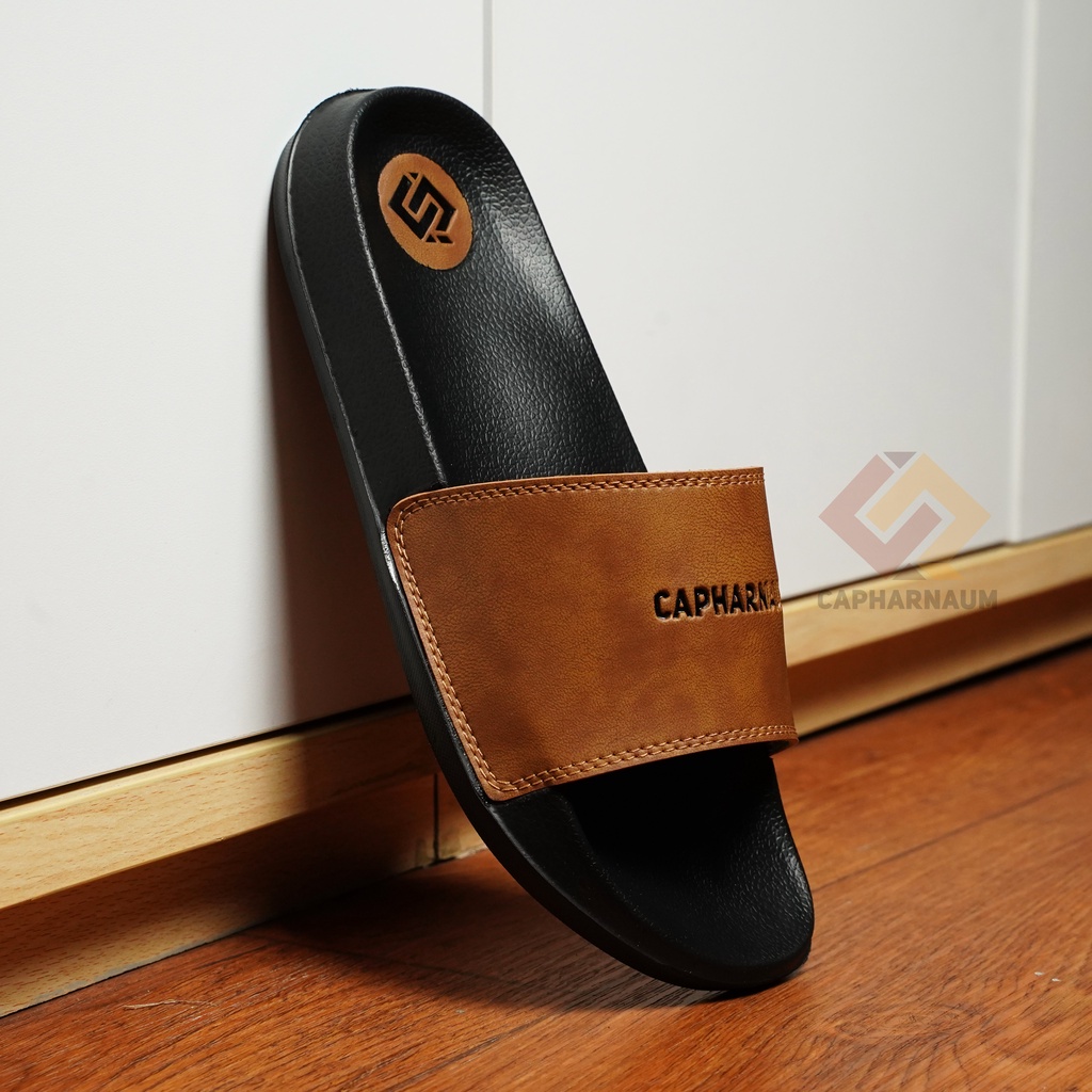 CAPHARNAUM [GRANIT 401] Sandal Slop Kulit Pria Slip On Sendal Selop Slide Sandal Pria Kasual