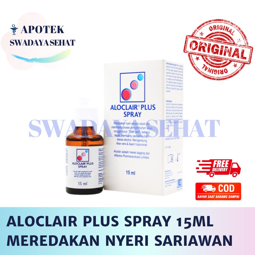 ALOCLAIR PLUS GEL 8 ML - ORAL MOUTHWASH 60ML Kumur - PLUS SPRAY 15 Ml - Obat Luka di Mulut Sarawan Post Operasi Gigi Nyeri