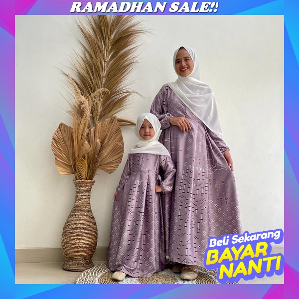 Abaya Bordir Couple Ibu Anak Perempuan/Gamis Renda Couple Ibu Anak/Abaya Terbaru Gamis Ibu Anak Pere