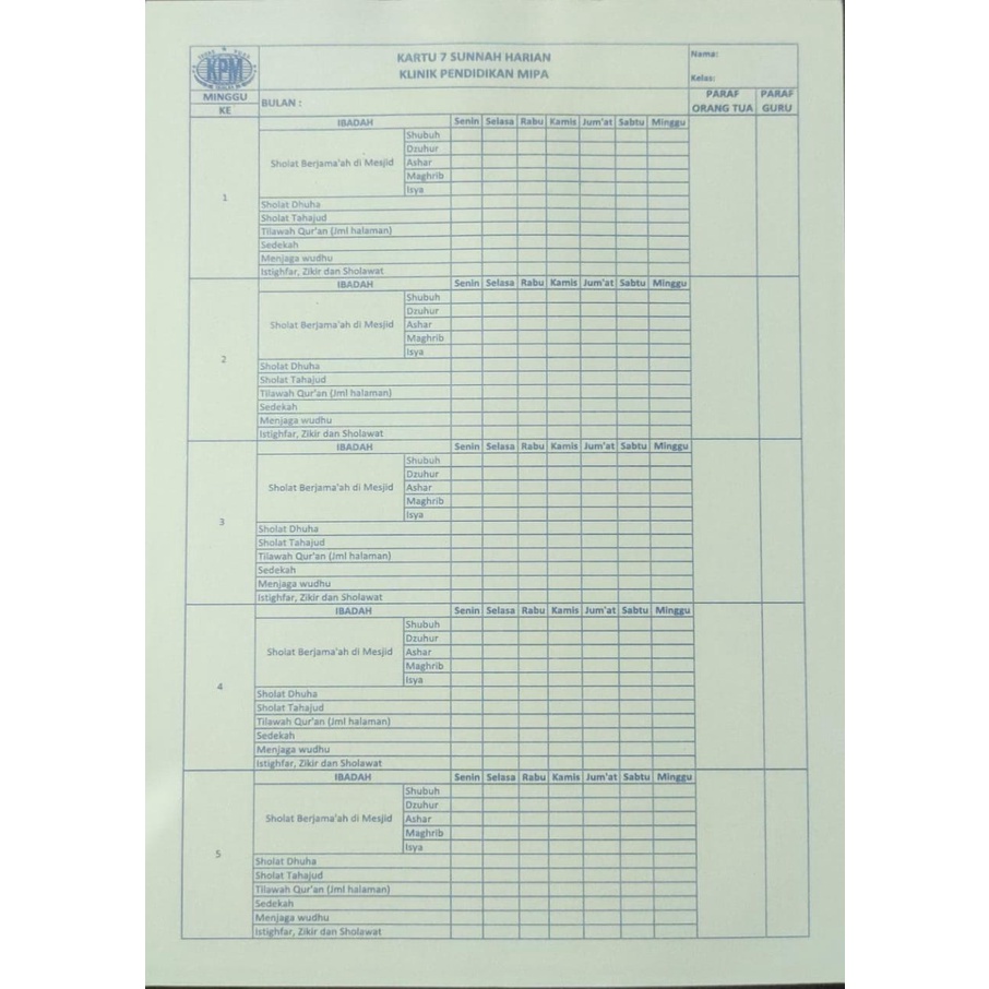 

Kartu 7 Sunnah Klinik Pendidikan MIPA