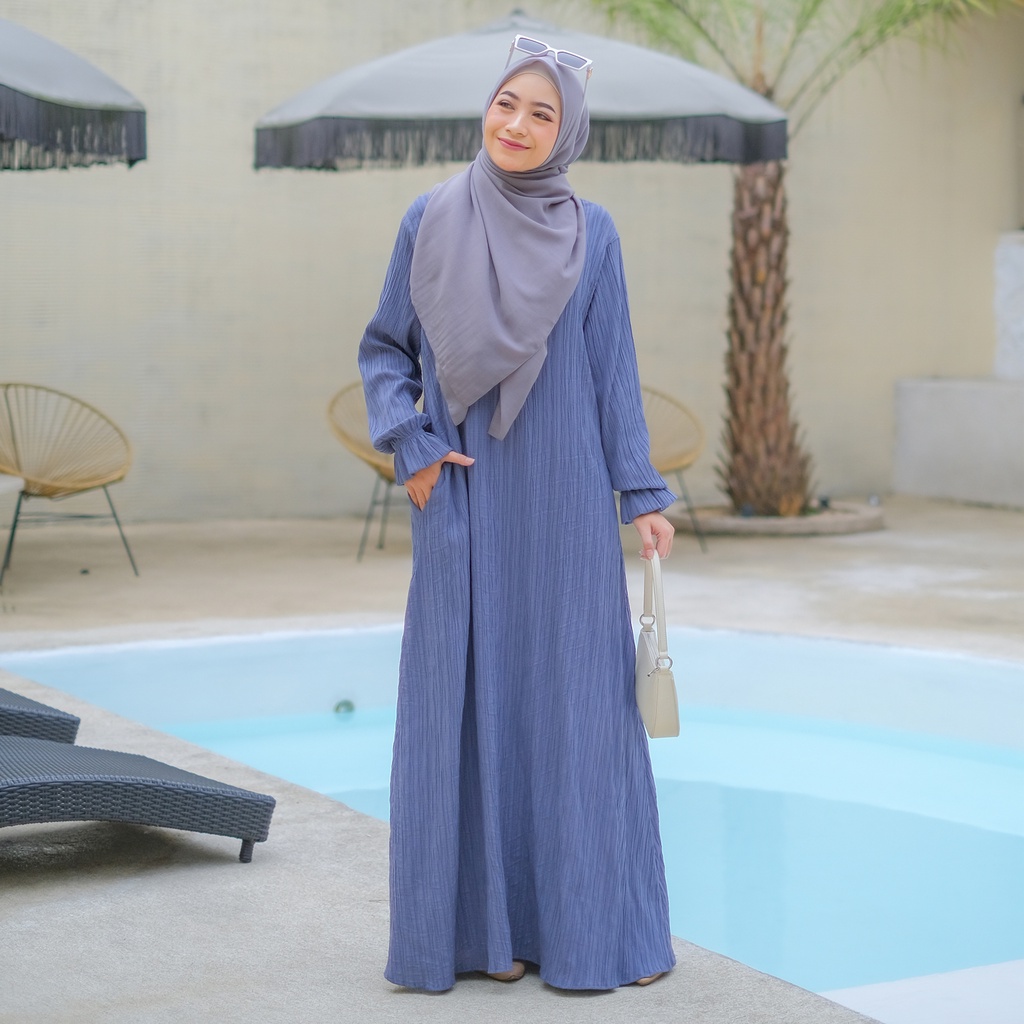 Ladybydiana ZELINE DRESS Gamis Wanita dan Remaja Untuk Lebaran Bahan Lady Crush Busui Friendly