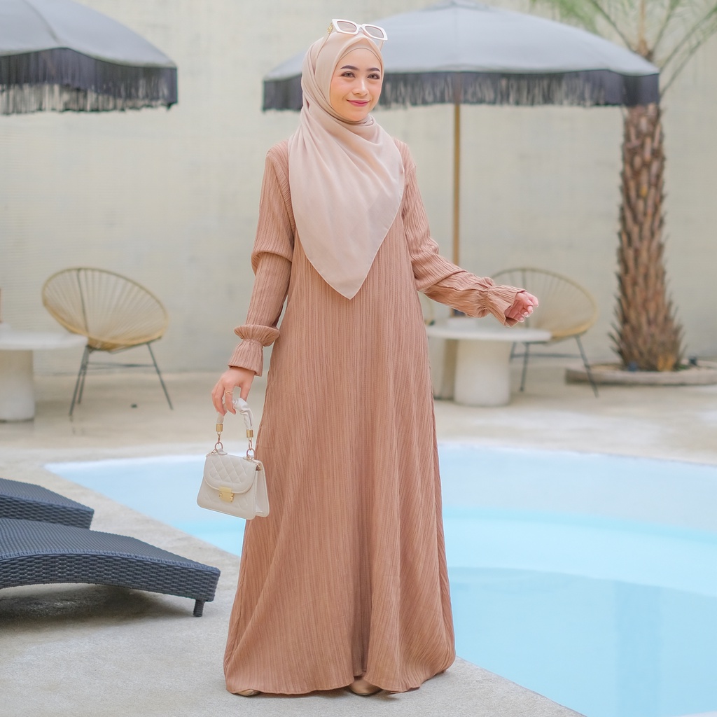 Ladybydiana ZELINE DRESS Gamis Wanita dan Remaja Untuk Lebaran Bahan Lady Crush Busui Friendly