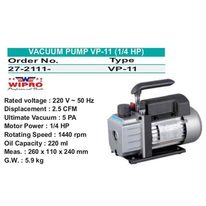 Vacum vacuum pump VP 11 (1/4 HP) WIPRO Vaccum Cleaner WIPRO