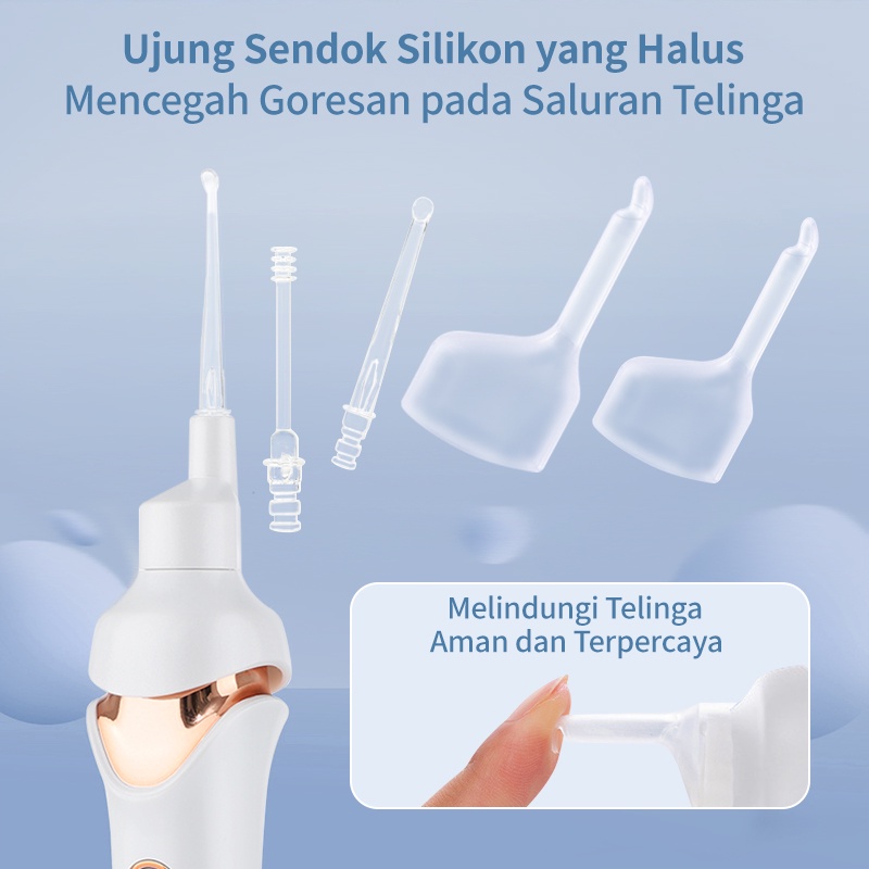 AmazeFan ear cleaner elektrik pembersih telinga sedot Kuat hisapannya alat penyedot kotoran telinga LED Jernih pembersih kuping Senyap korekan kuping Anti-air&amp;USB&amp; vacum telinga Tidak menyakiti telinga ear cleaner alat pembersih telinga