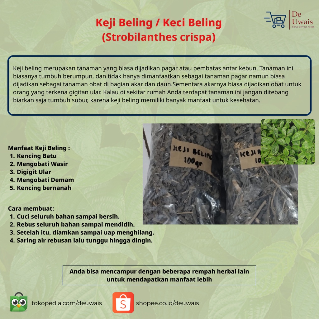 

Keji Beling Rempah Kering Langsung Seduh/Bahan Jamu Herbal