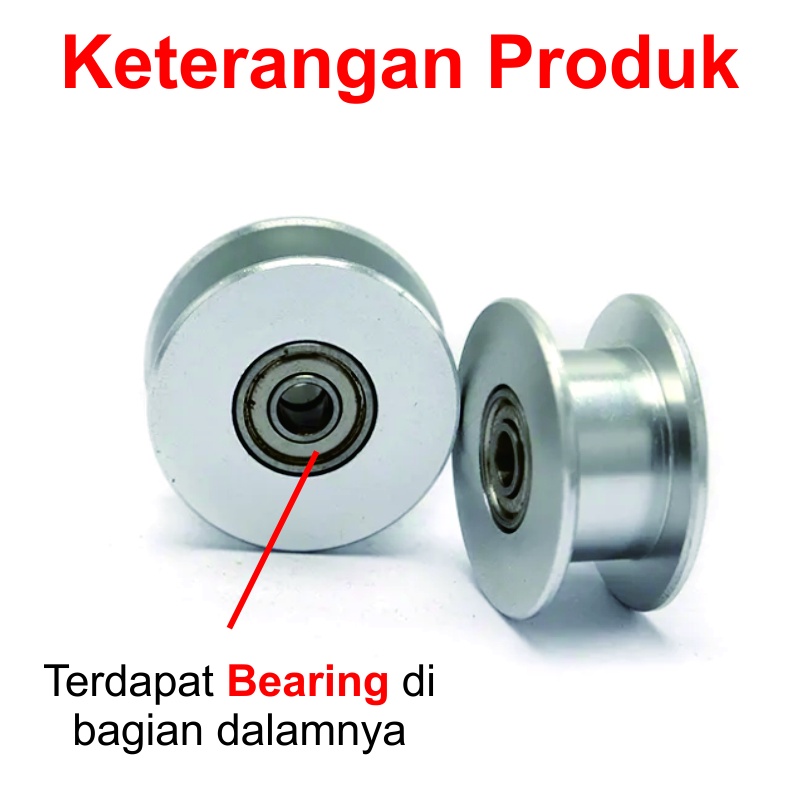 [HAEBOT] GT2 Idler Pulley Toothless 20T 8mm Lebar 10mm Tanpa Gigi W10 B8 XL MXL Timing Belt Smooth CNC 3D Printer Idle Puley Mini Bearing Tensioner Tension Width Aluminium