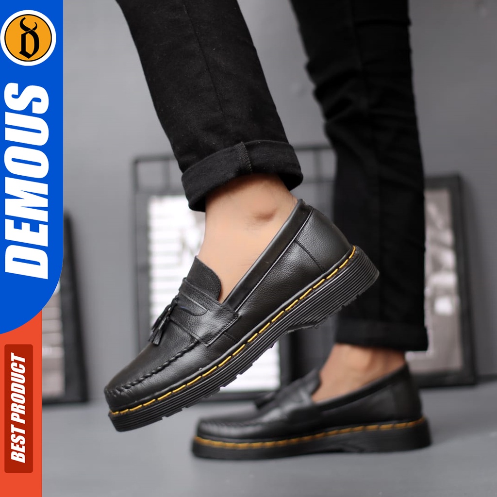 DEMOUS Abaddon - Sepatu Pantofel Docmart Formal Low Boots Kulit Asli Kerja Pria