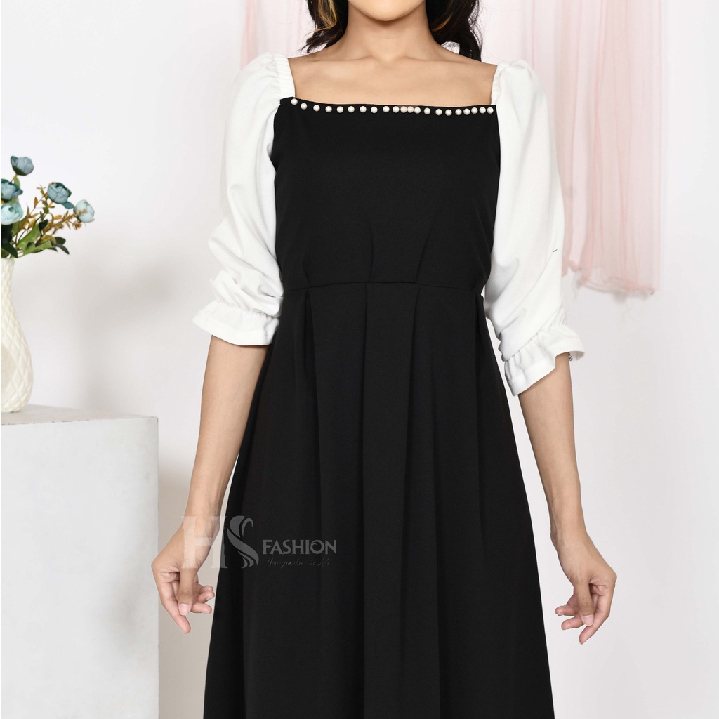 HS - DRESS GLIZE / DRESS MIDI KOREAN STYLE / BOAT NECK CASUAL