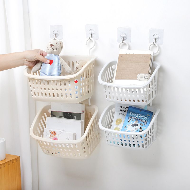 Keranjang Gantung dengan Hook Tempat Alat Mandi Tempat Bumbu Dapur Cantolan Plastik Organizer Multifungsi - HW109