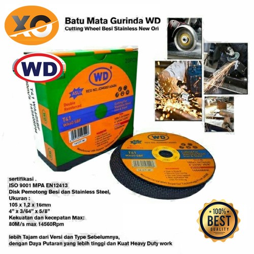 Mata Gerinda Potong WD  4 Inch Super Kuat Original Batu Gerinda Potong Besi Stainless Pipa Kawat Kun