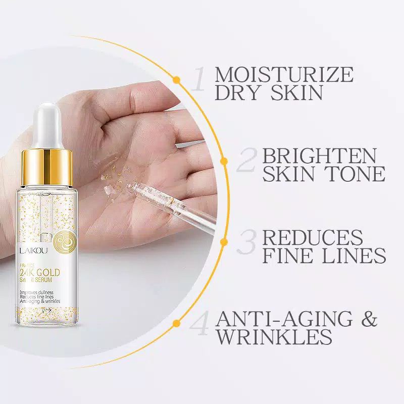 Hope Store - Laikou Emas 24k Serum Essence Serum Siput Anti Penuaan Menghilangkan Kerutan Pada Wajah