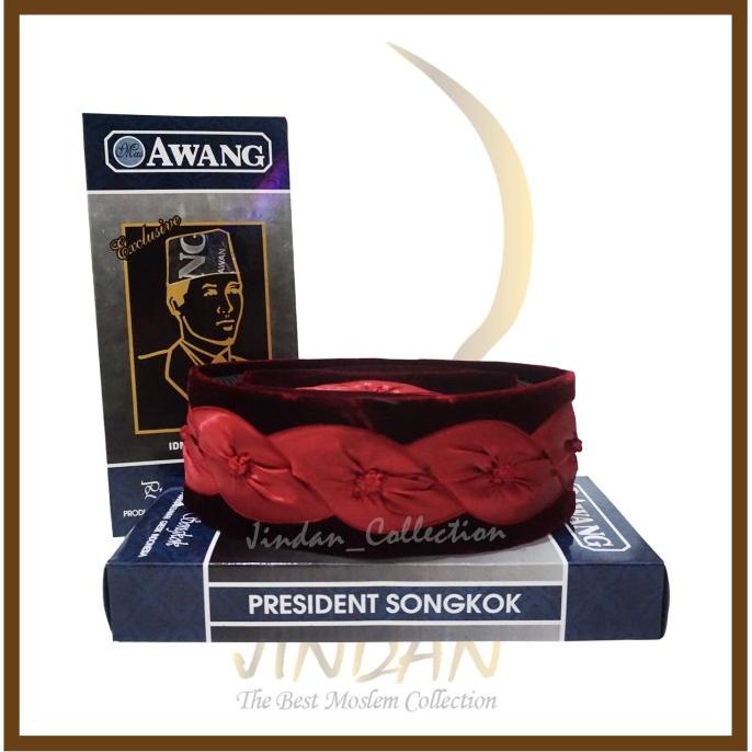 TERMURAH Peci Songkok Kopiah Awang Exslusive Kembang Kol Marun-Merah Betawi