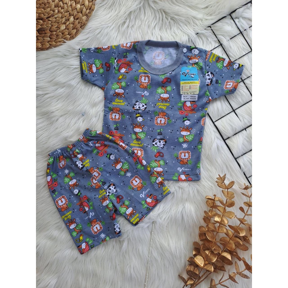 stelan baju bayi lucu murah motif PRINTING DZAKIRA setelan PENDEK celana pampers 6 bulan - 2 tahun