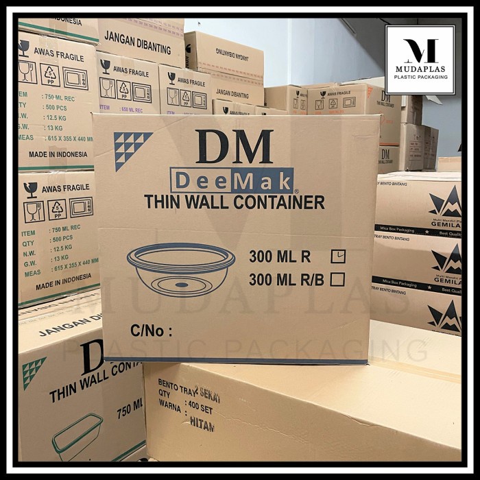 Topless Thinwall 300 Ml Dm Mangkok Datar Round - Isi 500 Pcs