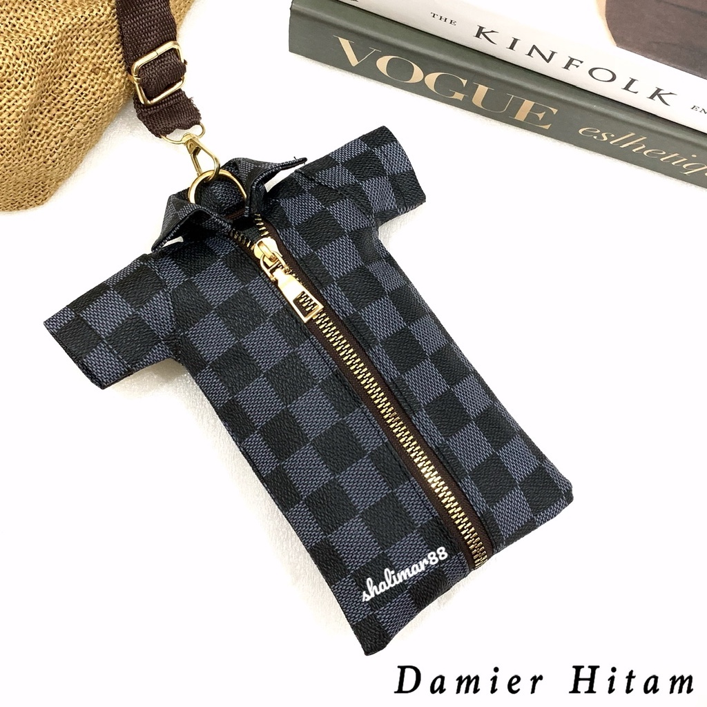 Tas HP ELV baju gantungan slingphone leher model baju bahan kulit sintesis tebal