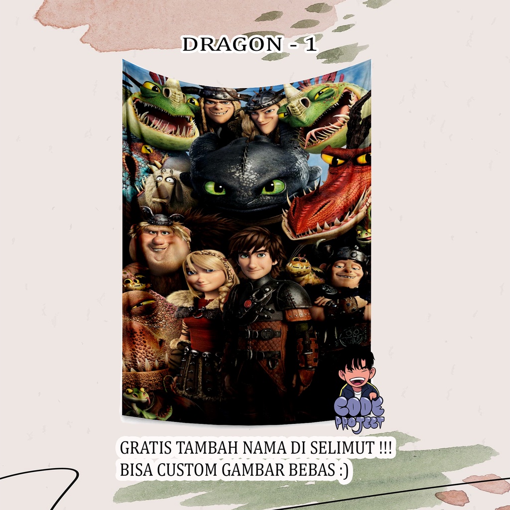 SELIMUT HOW TO TRAIN YOUR DRAGON - selimut anak - selimut dewasa - dragon - selimut animasi keren - 