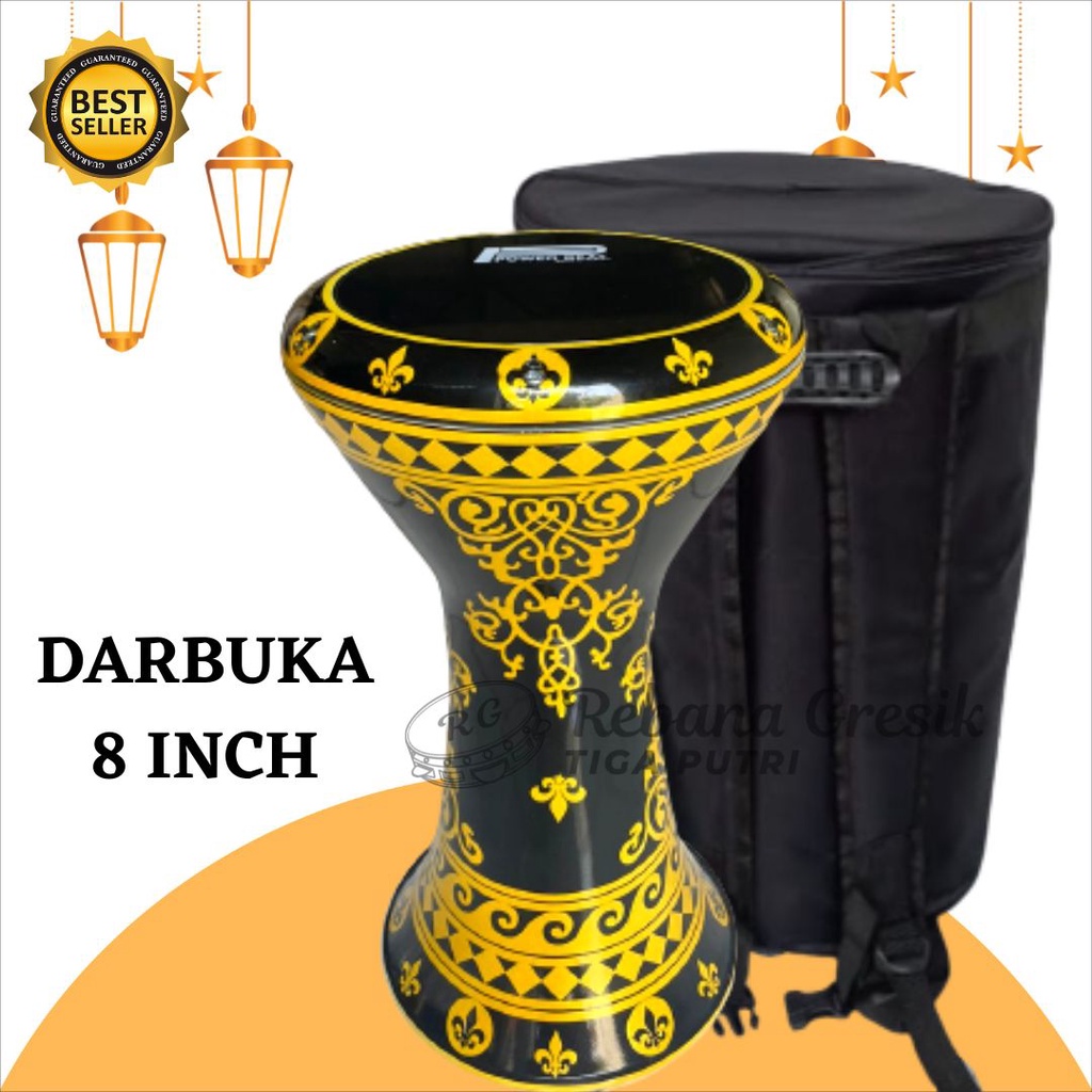 Hadroh 1 Set Kaulitas Super Kayu Jati Rebana Bas Banjari Terbangan Bass Hadrah Darbuka 8 inch