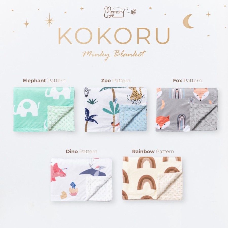 Memorylife Essentials - Kokoru Zoo Minky Blanket | Selimut Bayi Premium