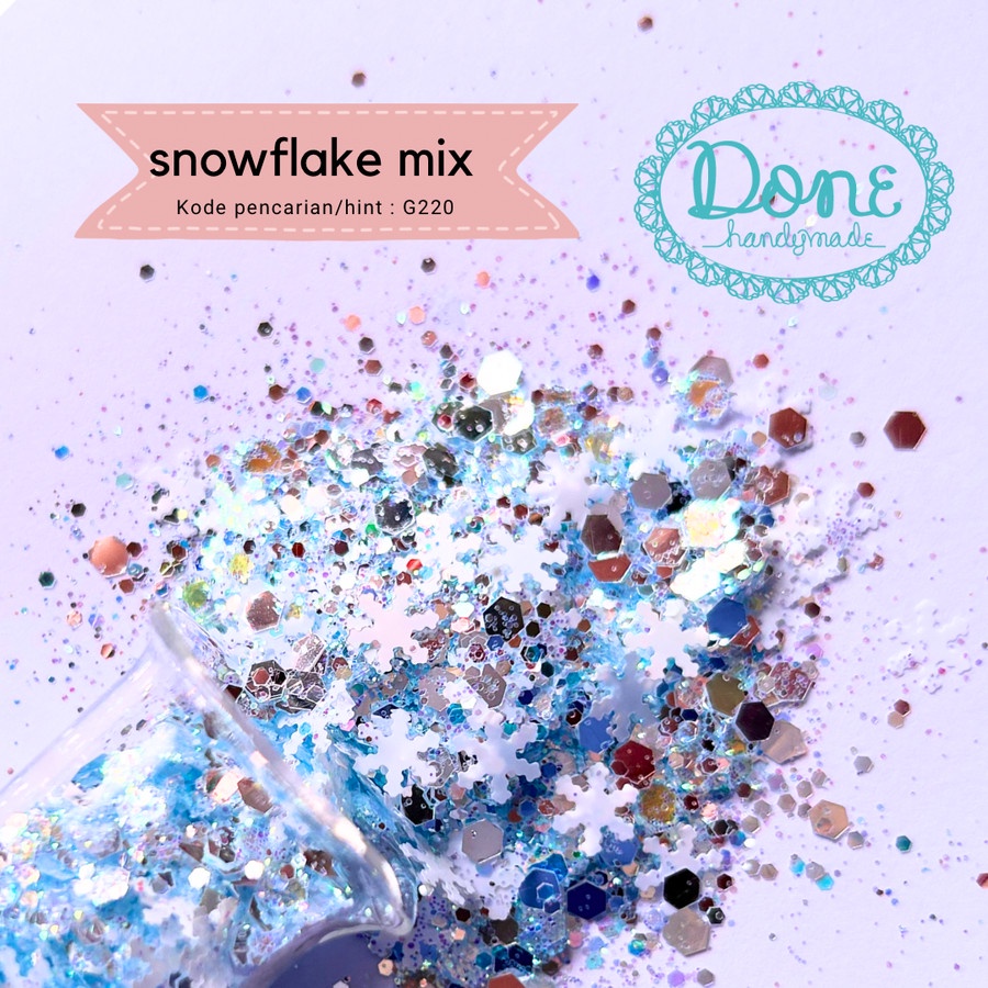 done handymade glitter snowflake sprinkle hexagon glitter slime g220