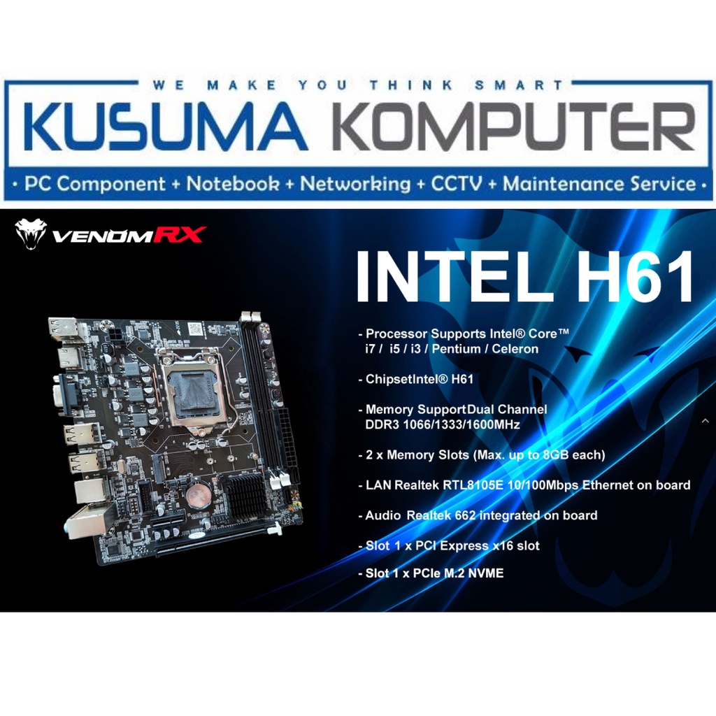 Motherboard VenomRX H61 M.2 NVMe HDMI DDR3