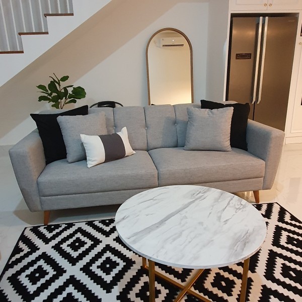 Meja Meja Tamu/Coffee Table Bulat 80 Motif Marmer