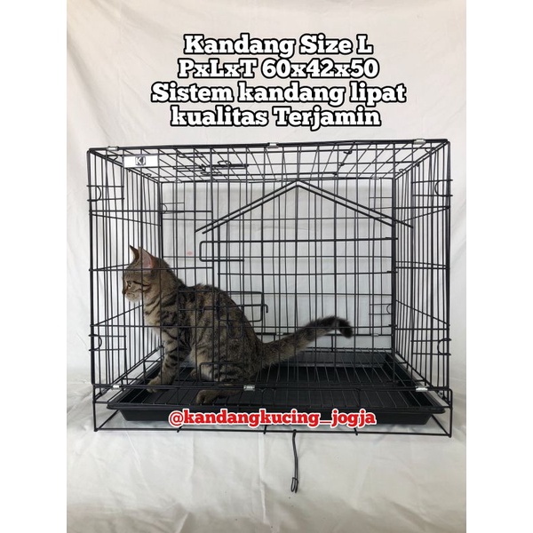 KANDANG ANJING, KUCING SIZE L UKURAN 60 SISTEM KANDANG LIPAT