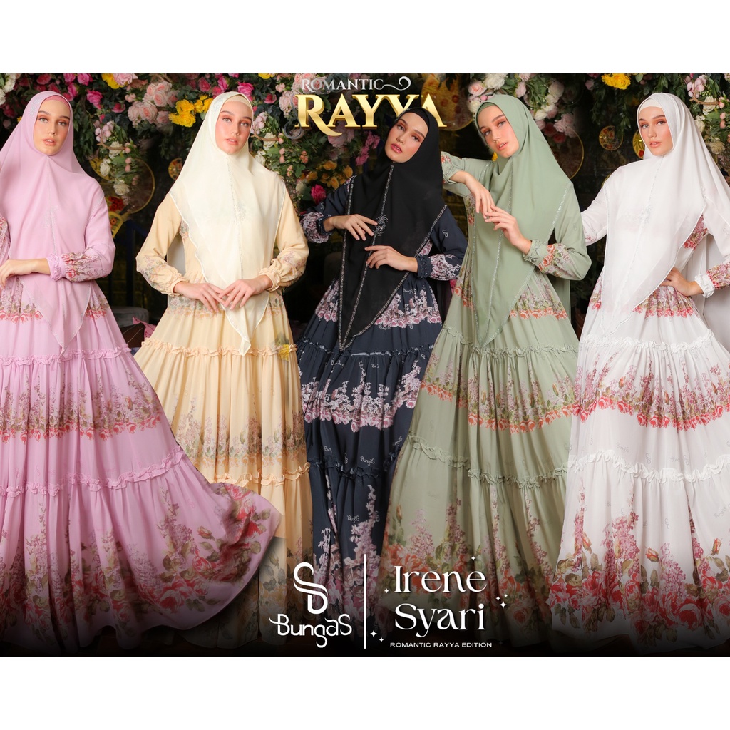 100% ORIGINAL Gamis IRENE Set Syar'i by Bungas ORIGINAL - Gamis pesta UMROH Lebaran REALPIC ORI 100%