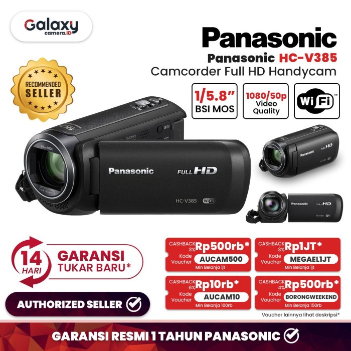 Camco Panasonic Hc-V385 V 385 Camcorder Full Hd Handycam Garansi Resmi