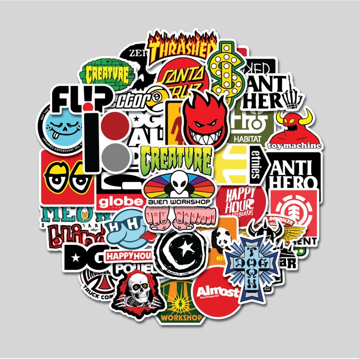 

Terlaris Sticker Pack Skateboard Brand Logo Stiker Tumbler Laptop Koper Helm
