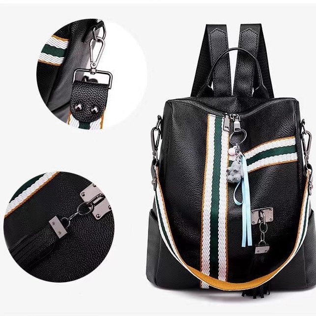 TAS RANSEL WANITA KOREA IMPORT TA768B5 SEKOLAH GENDONG PUNGGUNG KERJA BACKPACK BESAR CEWEK MURAH PREMIUM BRANDED BATAM KULIT HITAM SANTOSILA KULIAH REMAJA KEKINIAN