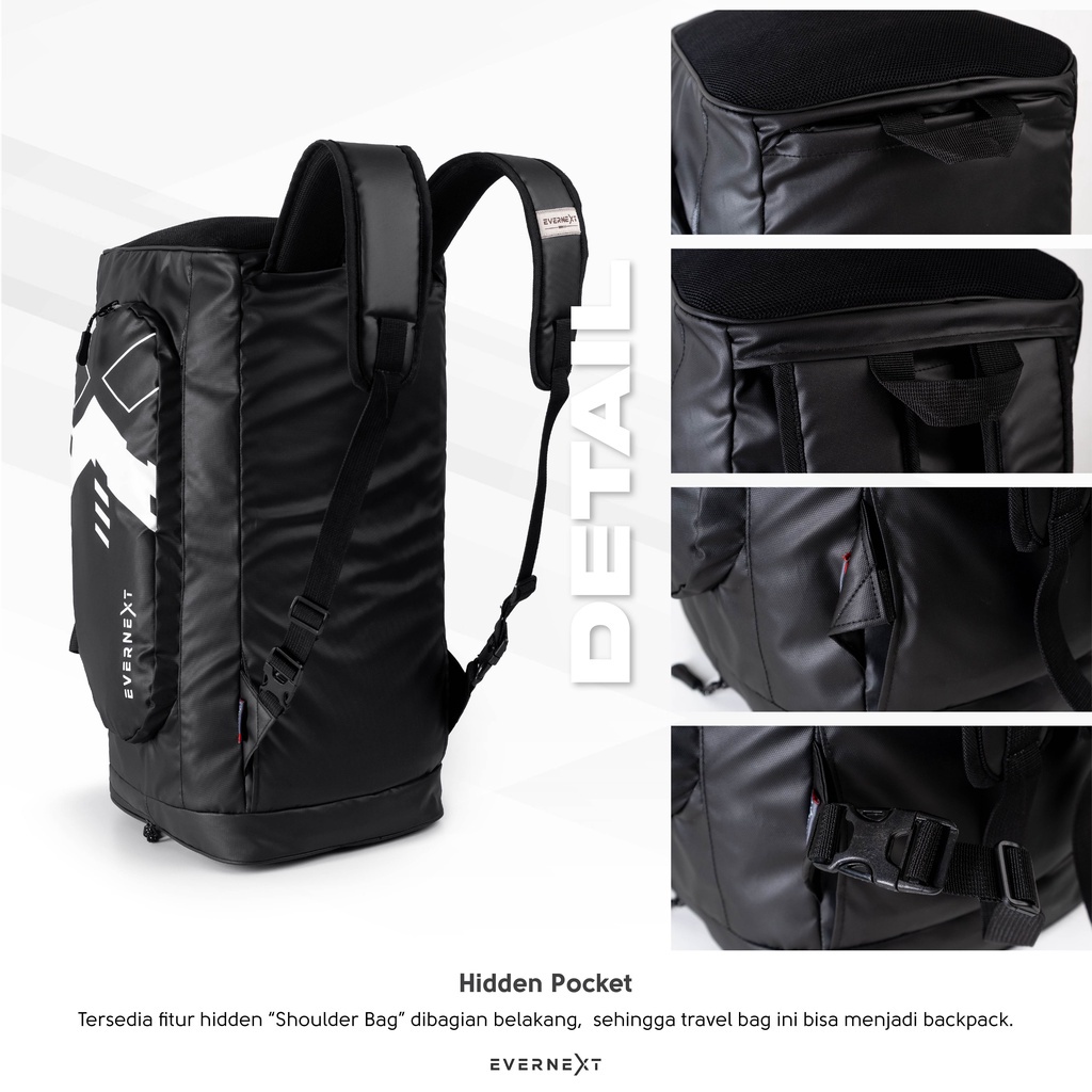 Tas Gym Ukuran Besar Tas Travel Hitam Tas Olahraga Gym Outdoor Backpacker Multifungsi – HITAM