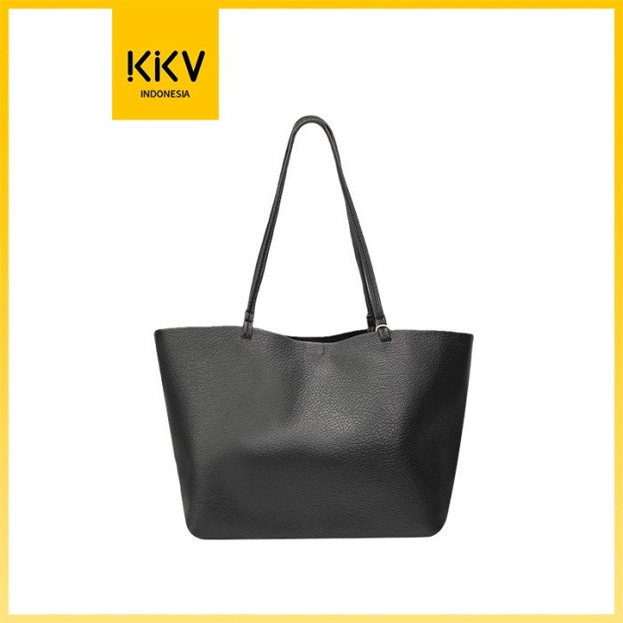 KKV Tas Tote Bag Wanita Dengan Pouch Brown / Apricot / Bla