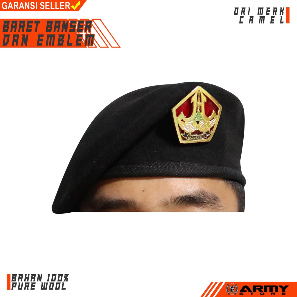 baret banser + emblem merk camel