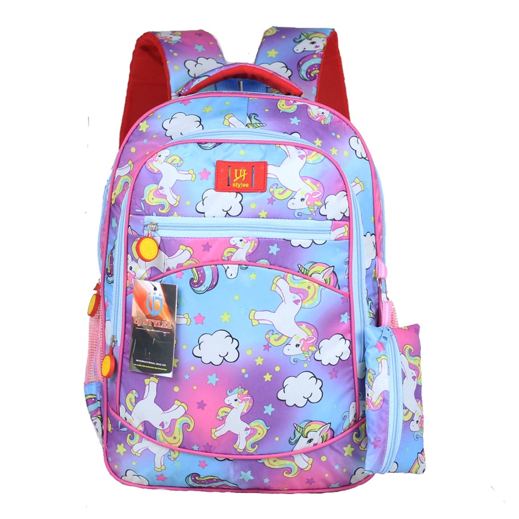 Tas Ransel Sekolah Anak Perempuan Motif Kuda Pony Lucu Imut Warna Pink Biru Keren Tas Gendong Anak C