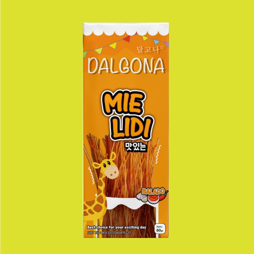 Dalgona Snack Mie Lidi Rasa Balado Pedas Best Seller 60gr /1 pcs