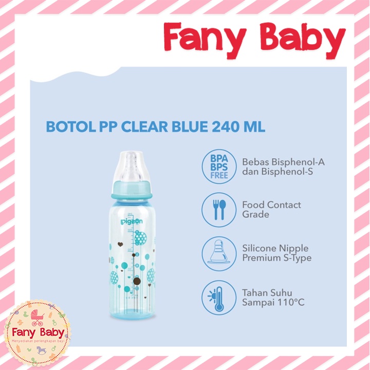 PIGEON BOTTLE PP CLEAR 240ML [ BLUE ]