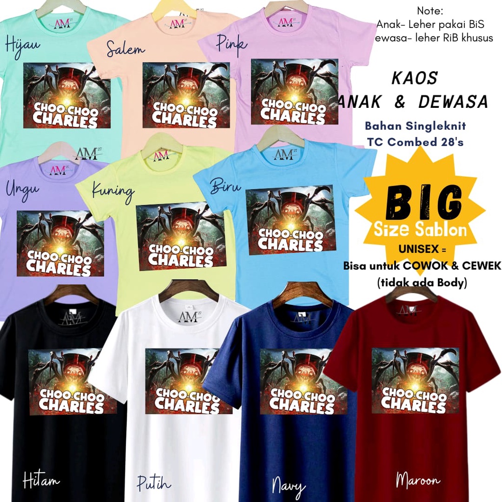 BIG! BAJU ANAK COWOK 3-12 Tahun - Remaja - Dewasa - Jumbo Choo Choo Charles