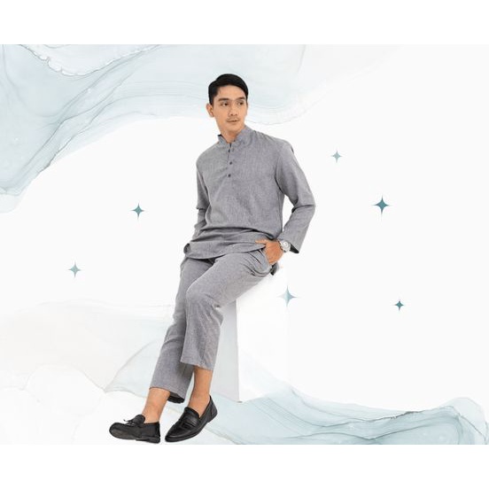 Sanjaya Baju koko Setelan Dewasa Lengan Panjang Fashion Muslim Kurta Atas Bawah Pria Bahan Cotton Terbaru