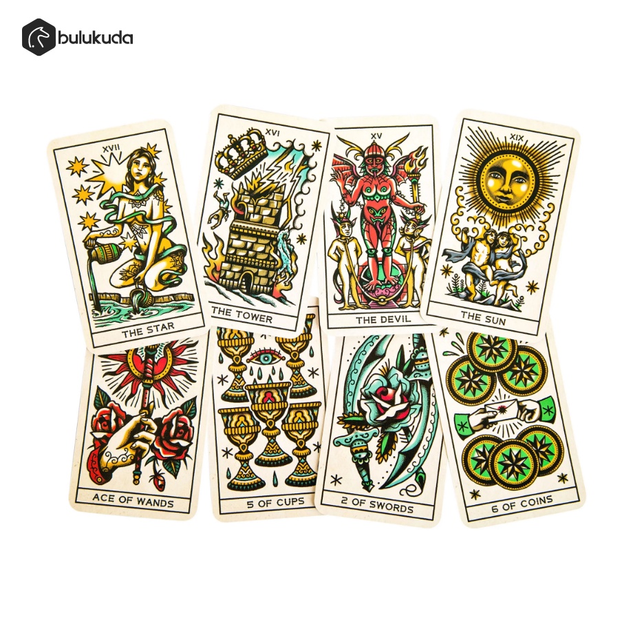 [COD] Tarot Tattoo 78 Cards Deck English PDF Instruction | Kartu Tarot Mainan Board Game