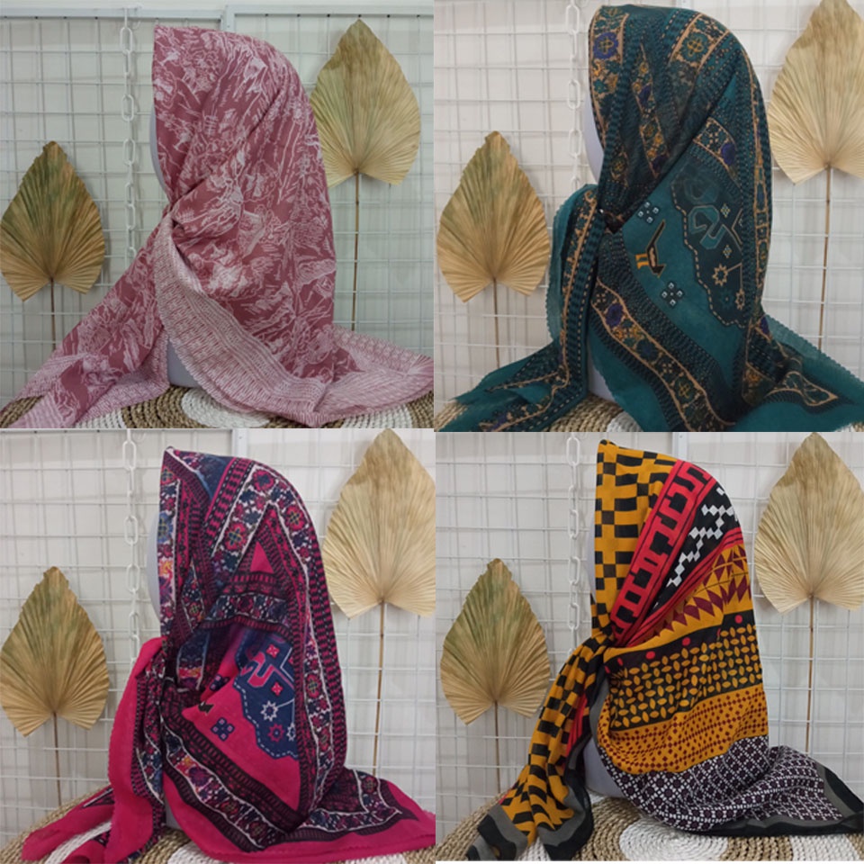 Jilbab segi empat voal / jilbab motif deenay / jilbab motif bueno ijo