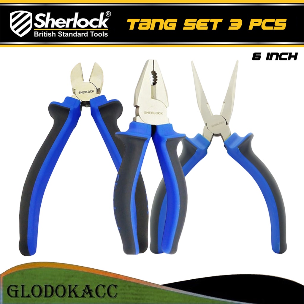 Tang Set 3 pcs 6 inch Sherlock Tang Kombinasi, Potong, Lancip