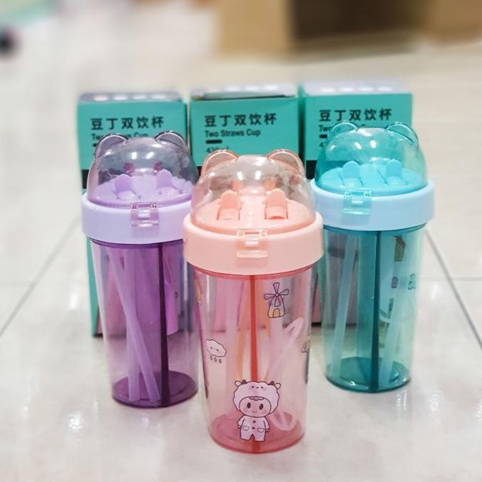 @#@#@#] BOTOL 2 SISI SEKAT AIR MINUM SEDOTAN 420ML BPA FREE WATER BOTTLE 5230
