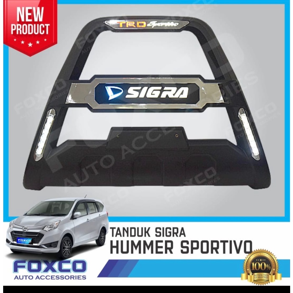 Tanduk Bumper Depan SIGRA TRD SPORTIVO With LED Model hummer