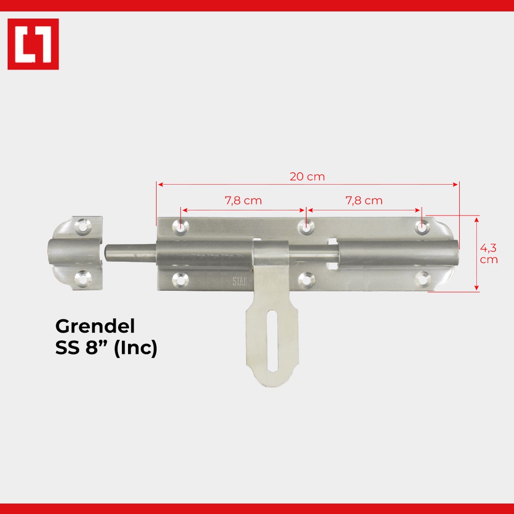 Grendel Stainless Tebal Besar Overpal Slot Gembok Pintu  Truk Gerbang