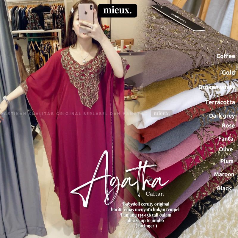 Gamis Wanita Agatha Kaftan / Chloe Kaftan / Marlyn / Luna Caftan Mat Babydoll Original Mieux